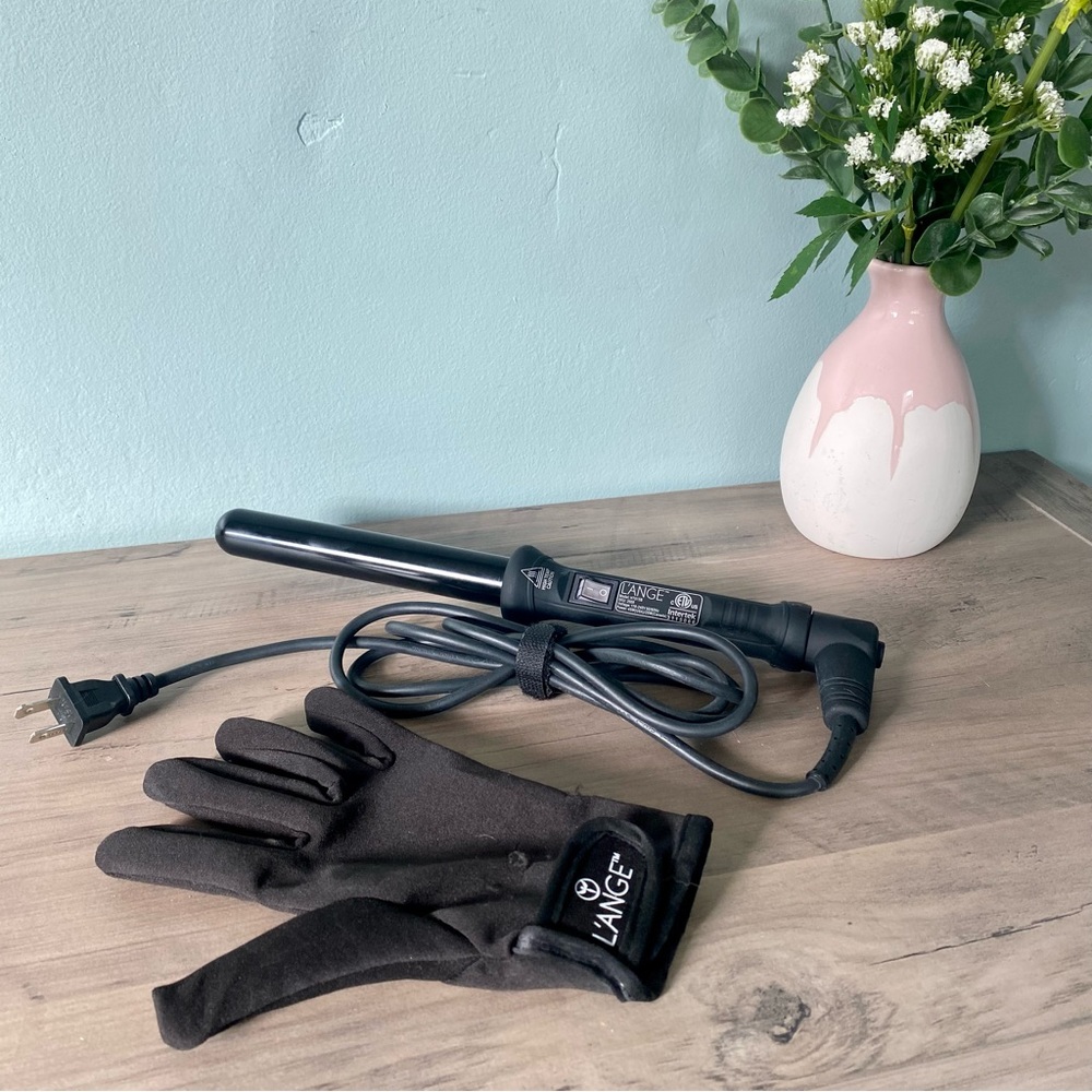 Black 1” L’ANGE Ondule Ceramic Curling Wand w/ Glove